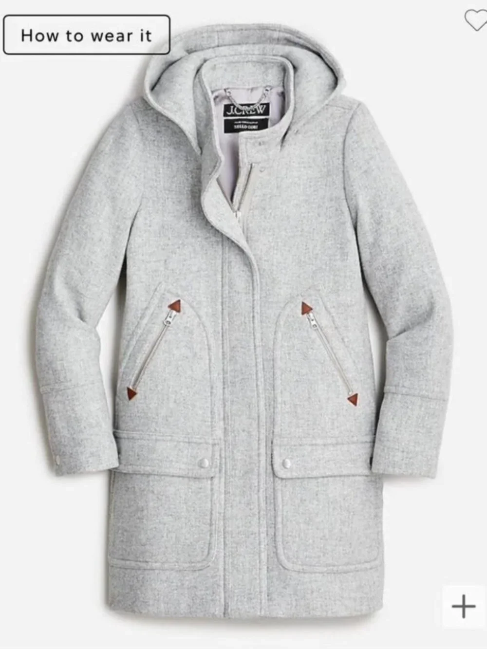 J.Crew Grey Wool Stadium Coat, Size M - Picture 1 of 5